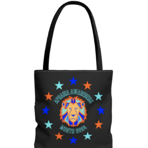 Tote bag with lion design representing Apraxia Awareness Month