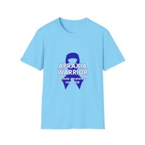 Adult Blue Ribbon Apraxia Warrior T-Shirt —( NAMES ON THE BACK)