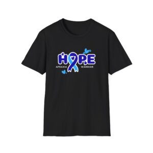 Adult Apraxia Awareness Month Warrior T-Shirt — Blue Ribbon Support Tee (Names on Back)